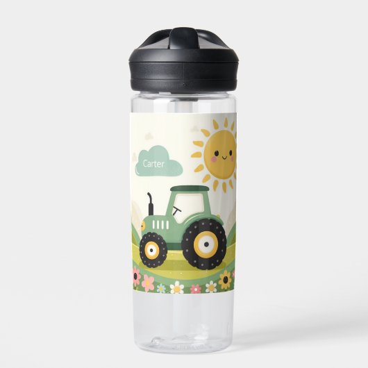 Schattigee, gepersonaliseerde tractor/boerderij waterfles (Voorkant)
