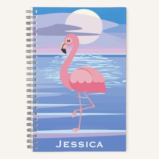 Schattigee gepersonaliseerde tropische eiland flam notitieboek (Voorkant)
