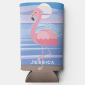 Schattigee gepersonaliseerde tropische eiland flam seltzer blikjeskoeler (Voorkant)