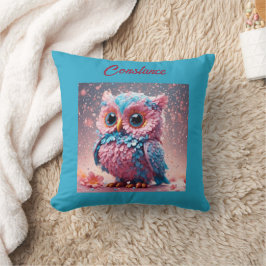 Schattigee gepersonaliseerde Uil in pastels Kussen