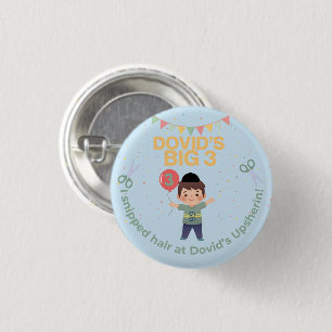 Schattigee gepersonaliseerde upsherin ronde button 3,2 cm