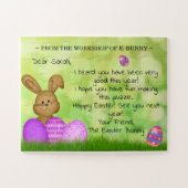 Schattigee gepersonaliseerde "van paashaas" notiti legpuzzel (Horizontaal)