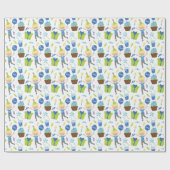 Schattigee gepersonaliseerde verjaardagsjongen cadeaupapier (Vlak)