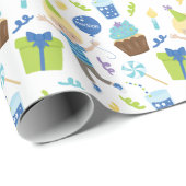 Schattigee gepersonaliseerde verjaardagsjongen cadeaupapier (Rol Hoek)