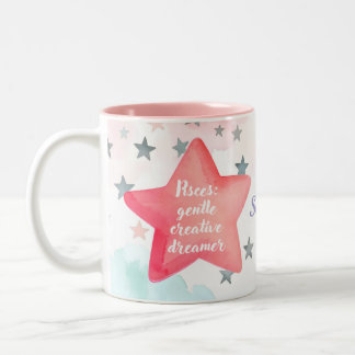 Schattigee Gepersonaliseerde Vissen Zodiac Sign Mo Tweekleurige Koffiemok