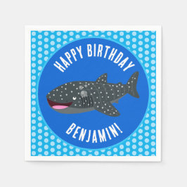 Schattigee gepersonaliseerde walvishaai Happy Birt Servet