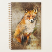 Schattigee gepersonaliseerde Waterverf Fox Art Planner (Voorkant)