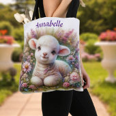 Schattigee gepersonaliseerde Waterverf Lamb en Flo Tote Bag