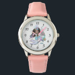 Schattigee gepersonaliseerde Waterverf Mermaid Kin Horloge<br><div class="desc">Voeg de naam van je kind toe aan dit schattige waterverf magische zeemeermin onderwaterrijk. Een perfect cadeau voor verjaardag, terug naar school, of Kerstmis. Kinderen horloge. Kies uw eigen kleur van de horlogeband.</div>