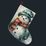Schattigee gepersonaliseerde Waterverf sneeuwman Grote Kerstsok<br><div class="desc">Schattigee Gepersonaliseerde Waterverf Sneeuwman Grote Kerst Kousen Stop Kerstman in zijn tracks dit jaar met fantastische one-of-a-kind kousen. Gemaakt van helder en levendig bedrukt polyester, zijn deze kousen te voor steenkool. Geef feestvreugde wanneer u een 100% gepersonaliseerde kous geeft die is versierd met favoriete afbeeldingen, dierbare herinneringen, gekoesterde citaten en...</div>