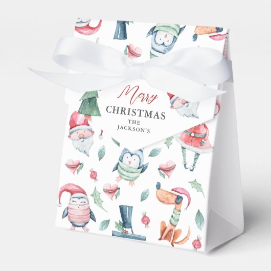 Schattigee Gepersonaliseerde Waterverf Vrolijk Ker Bedankdoosjes (Voorkant Zijde)