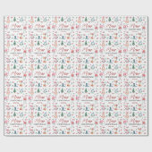 Schattigee Gepersonaliseerde Waterverf Vrolijk Ker Cadeaupapier (Vlak)