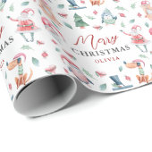 Schattigee Gepersonaliseerde Waterverf Vrolijk Ker Cadeaupapier (Rol Hoek)