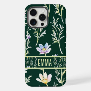 Schattigee gepersonaliseerde waterverf wilde bloem iPhone 15 pro max case