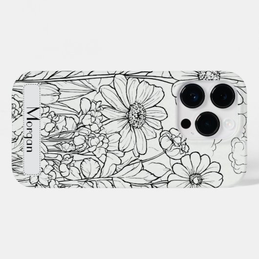 Schattigee gepersonaliseerde witte bloemen Wildflo Case-Mate iPhone Case (Achterkant (horizontaal))