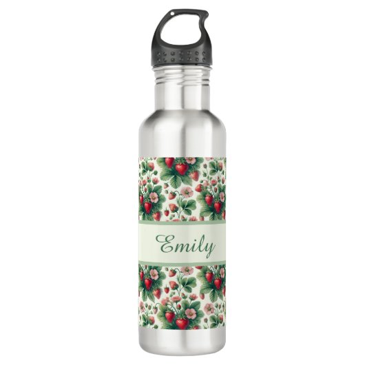 Schattigee gepersonaliseerde zomeraardbeien waterfles  (Voorkant)