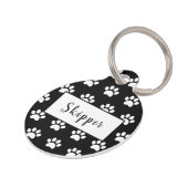 Schattigee gepersonaliseerde zwart-wit pow print huisdierpenning (Zijkant)