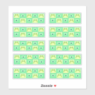 Schattigee geruite groene kikker met hartjes en sc sticker