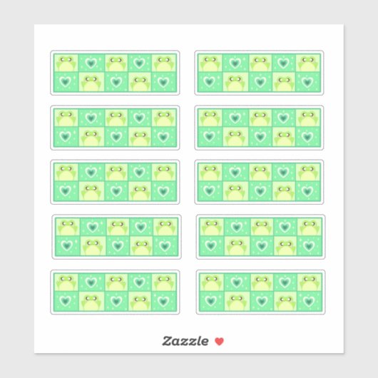 Schattigee geruite groene kikker met hartjes en sc sticker (Vel)