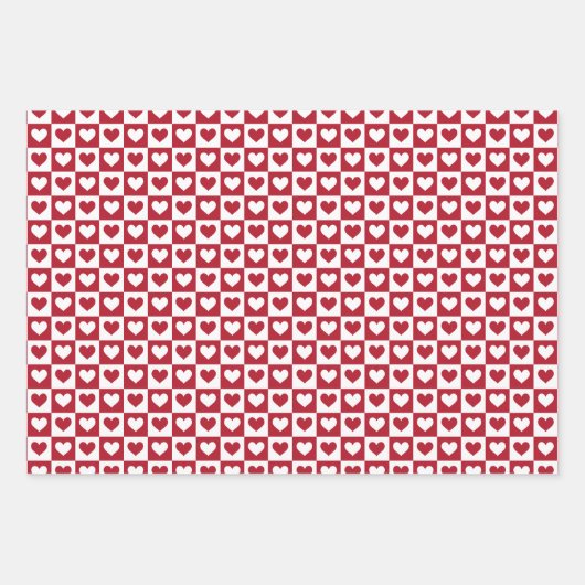 Schattigee geruite harten Valentijnsdag Inpakpapier Vel (Voorkant 3)