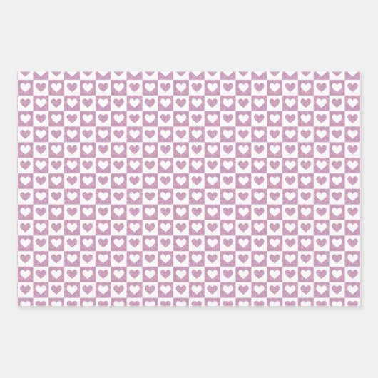 Schattigee geruite harten Valentijnsdag Inpakpapier Vel (Voorkant 2)