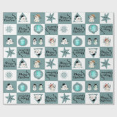 Schattigee geruite sneeuwman cadeaupapier (Vlak)