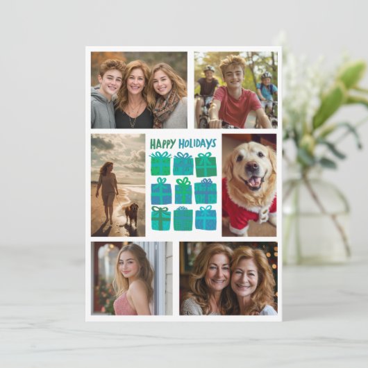 Schattigee Geschenken Cadeaus Hand-getrokken CUSTO Feestdagenkaart (Staand voorkant)