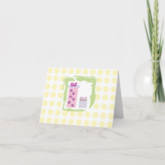 Schattigee geschenken en gele stippen Kaart (Voorkant)
