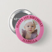 Schattigee geschenken Happy 1st Birthday Ronde Button 5,7 Cm (Voorkant /achterkant)
