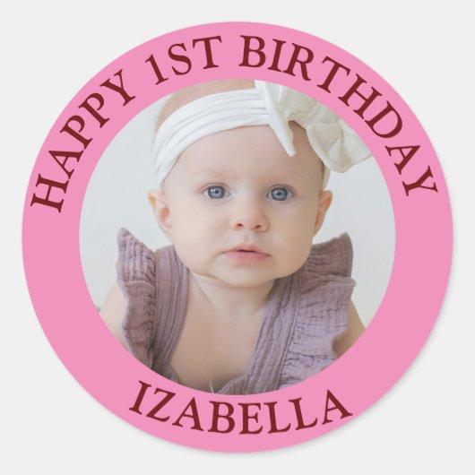 Schattigee geschenken Happy 1st Birthday Ronde Sticker (Voorkant)