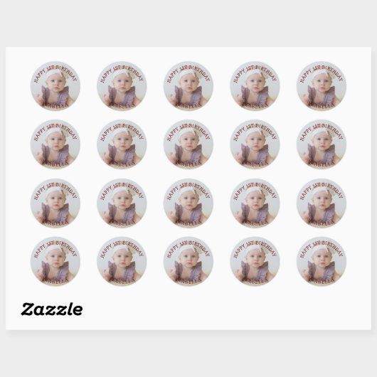 Schattigee geschenken Happy 1st Birthday Ronde Sticker (Vel)