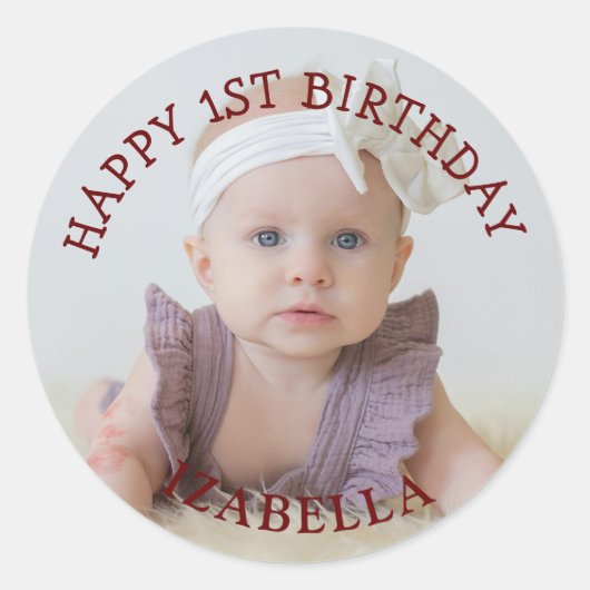 Schattigee geschenken Happy 1st Birthday Ronde Sticker (Voorkant)