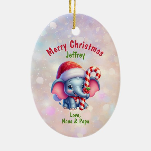 Schattigee geschenkmand olifant Kinderen Keramisch Ornament (Achterkant)