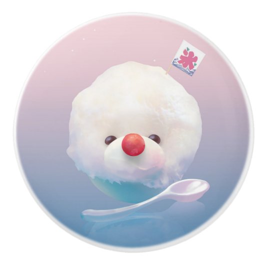 Schattigee geschoren ijshond keramische knop (Voorkant)