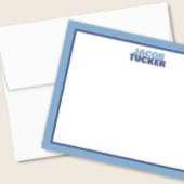 Schattigee Gestapelde Naam 2-Tone Blue Border Stat Notitiekaartje