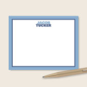 Schattigee Gestapelde Naam 2-Tone Blue Border Stat Notitiekaartje