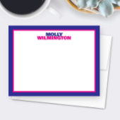 Schattigee Gestapelde Naam Blue Pink Border Fun St Notitiekaartje