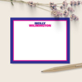 Schattigee Gestapelde Naam Blue Pink Border Fun St Notitiekaartje