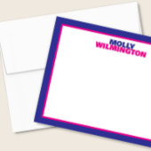 Schattigee Gestapelde Naam Blue Pink Border Fun St Notitiekaartje