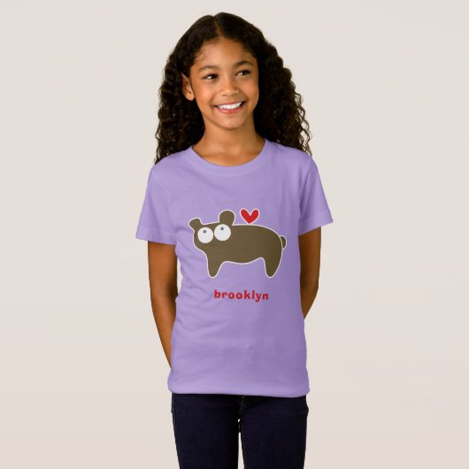 Schattigee gestileerde Cartoon bruin Beer Kind Kin T-shirt (Voorkant volledig)