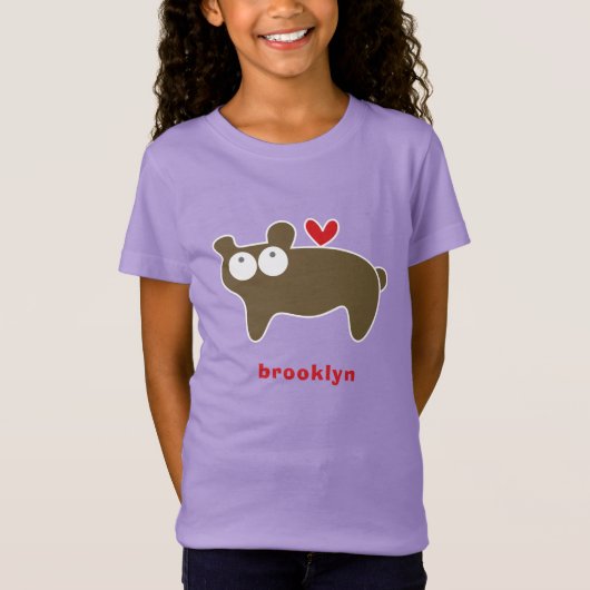 Schattigee gestileerde Cartoon bruin Beer Kind Kin T-shirt (Voorkant)