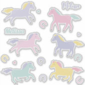 Schattigee gestileerde pastel Paarden en hoefijzer Sticker (Voorkant)