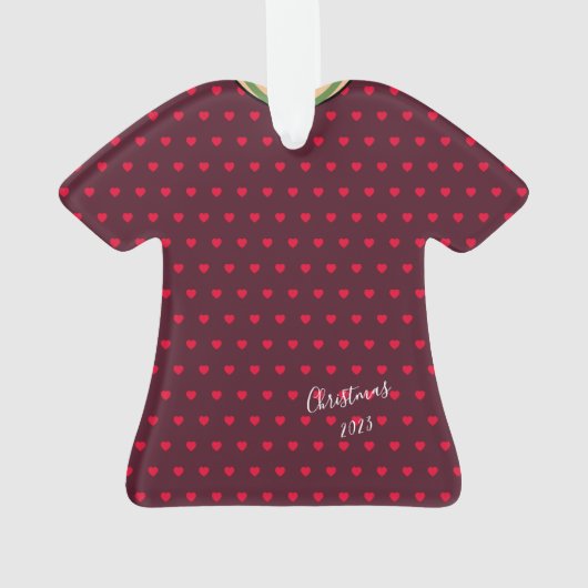 Schattigee gestippelde harten Folk Art Dress Chris Ornament (achterkant)