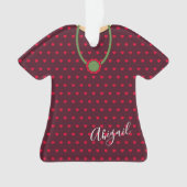 Schattigee gestippelde harten Folk Art Dress Chris Ornament (voorkant)