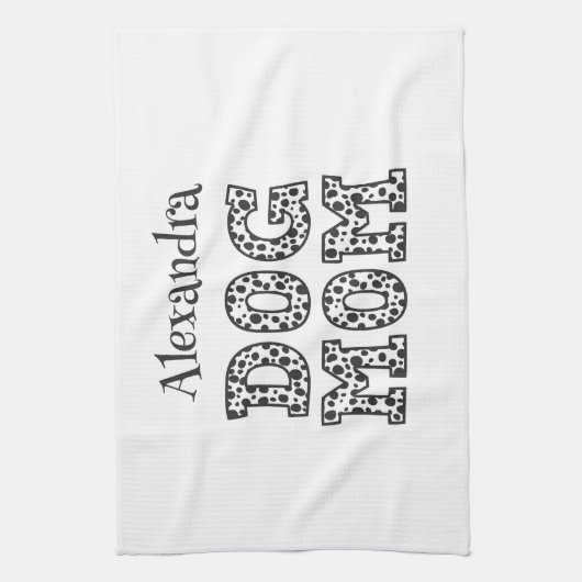 Schattigee gestippelde hondenmoeder theedoek (Verticaal)