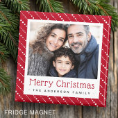 Schattigee gestippelde strepen vrolijke kerst rode magneet