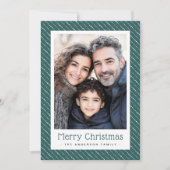 Schattigee gestippelde strepen vrolijke kerstfoto feestdagenkaart (Voorkant)