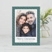 Schattigee gestippelde strepen vrolijke kerstfoto feestdagenkaart (Staand voorkant)