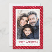 Schattigee gestippelde strepen vrolijke kerstfoto feestdagenkaart (Voorkant)