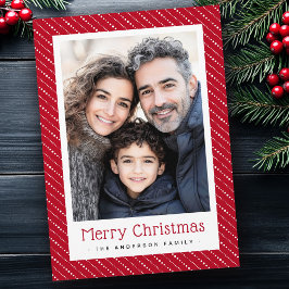 Schattigee gestippelde strepen vrolijke kerstfoto  feestdagenkaart
